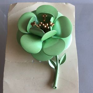 Vintage Mint Green Flower Brooch